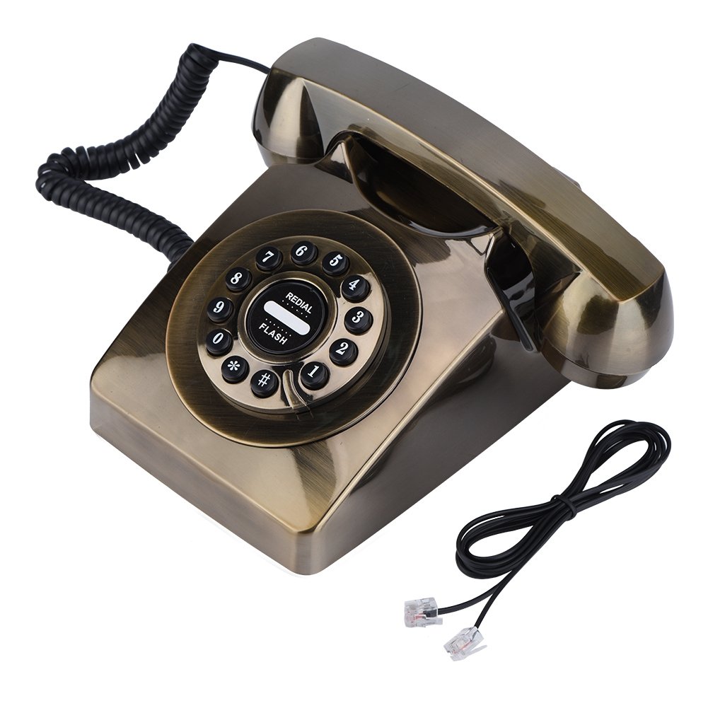 VBESTLIFE Vintage Antique Telephone, Western Style Portable Numbers Storage Rotary Dial Retro Telephone/Noise Cancelling/Support Numbers Storage(Bronze)