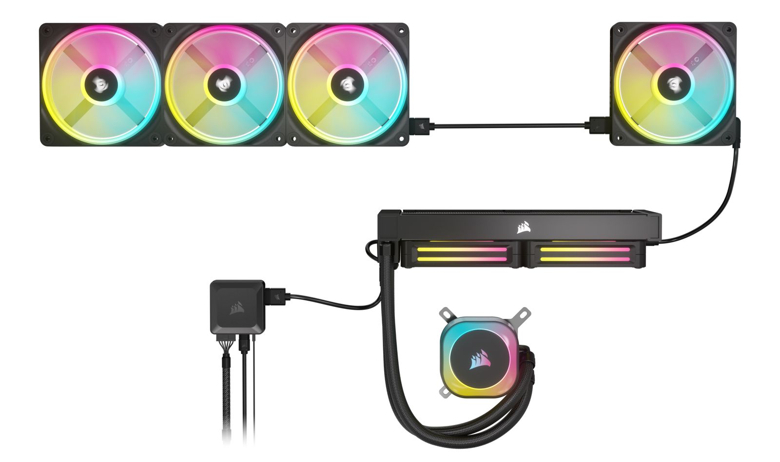 Corsair CUE LINK QX120 RGB Gehäuselüfter 120 mm, PWM, 2400 RPM, 63,1 cfm, 120 x 120 x 25 mm, Schwarz/Weiß, 1 Stück
