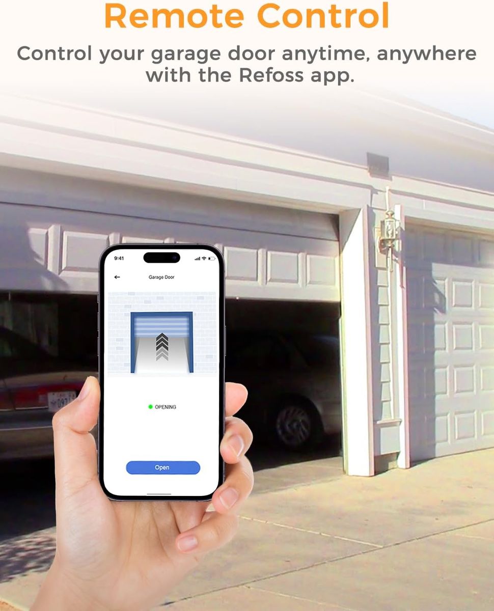 Refoss RSG100 Smart Garagentoröffner, WLAN 2,4 GHz, App-Steuerung, Alexa & Google kompatibel, Kein Hub erforderlich, Steckertyp C (EU)