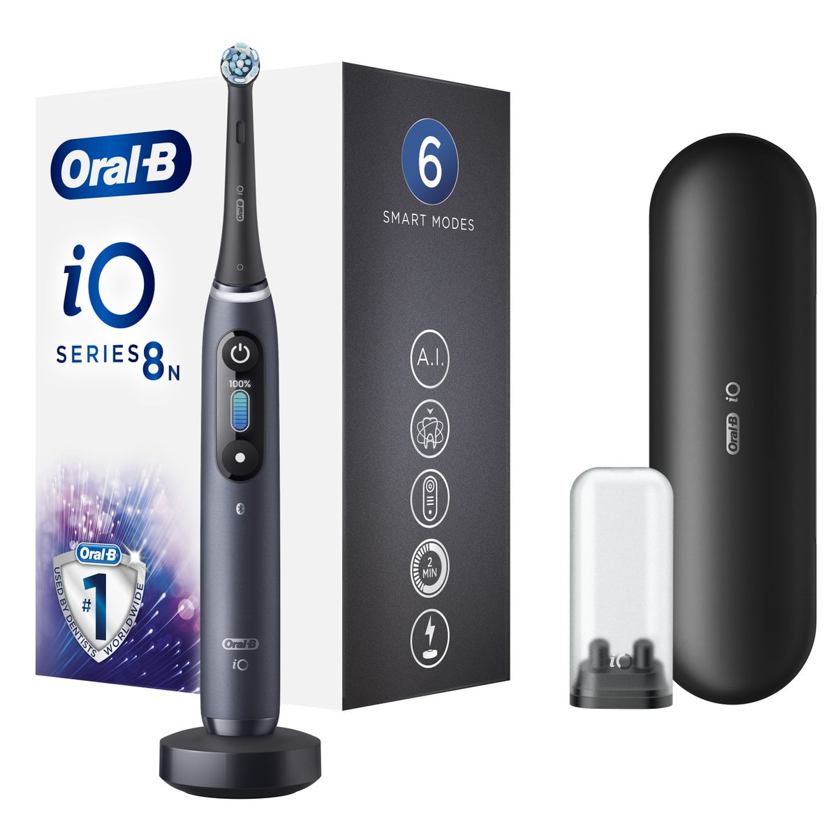 Oral-B iO 8n Go Electric Electric Toothbrush Professional Cleaning, Artificial Intelligence and Pressure Sensor