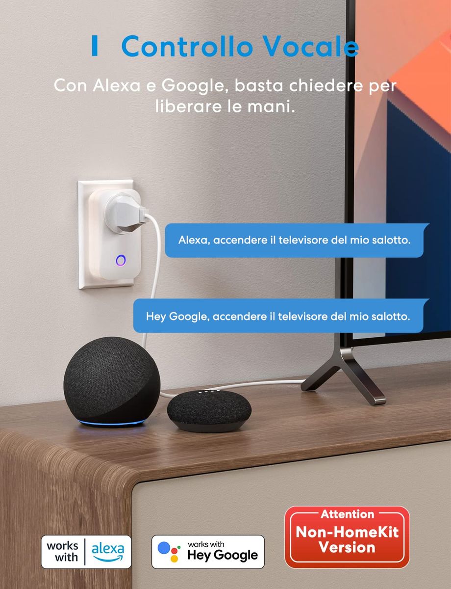 Meross Italienische Smart-Steckdose, Energieüberwachung, WLAN-Steckdose (Typ L) 16 A 3840 W, Fernbedienung, Überlastschutz, Timer-Funktion, kompatibel mit Alexa, Google Assistant, 2 Stück, 2,4 GHz 2St. Italien Plug Single Meross Italienische Smart-Steckdose, Energieüberwachung, WLAN-Steckdose (Typ L) 16 A 3840 W, Fernbedienung, Überlastschutz, Timer-Funktion, kompatibel mit Alexa, Google Assistant, 2 Stück, 2,4 GHz 2St. Italien Plug Single