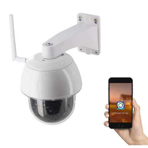 CHACON 34564 Außen-Dome-Überwachungskamera, WLAN, Full HD 1920 x 1080, Nachtsicht bis 12 m, wetterfestes Aluminiumgehäuse, 270° horizontal, 90° vertikal