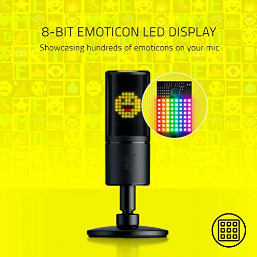 Razer Seiren Emote Microphone USB Streaming Broadcasting 8-Bit Emoticon LED Display Black