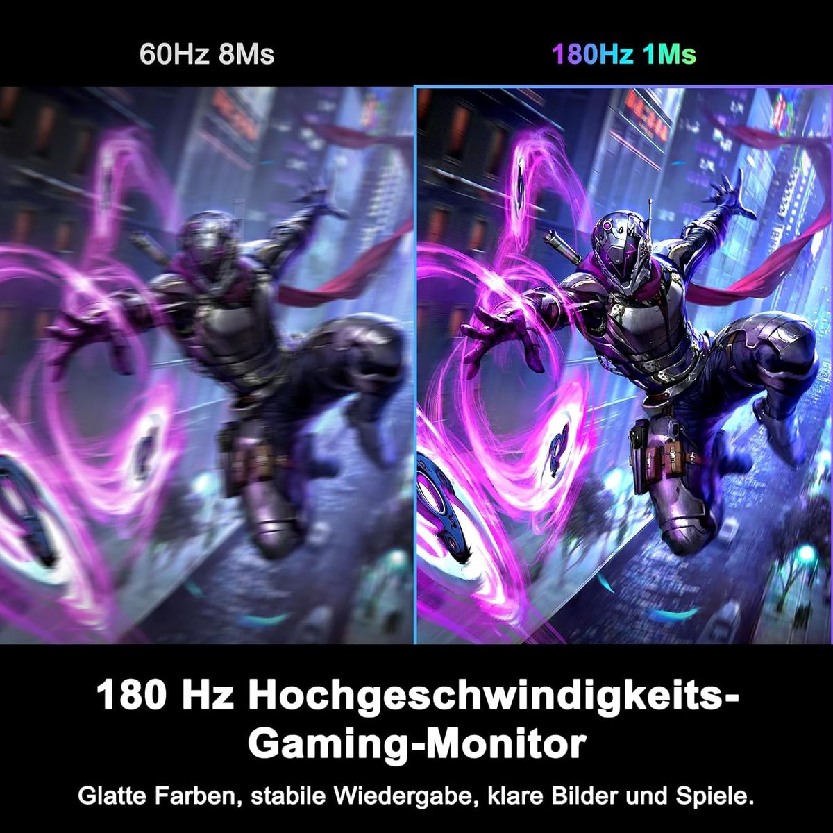 Minifire Gaming Monitor 24 Zoll, 180 Hz, 1ms MPRT, WQHD(2560 x 1440), 16:9 IPS Panel, AMD FreeSync, HDR10, sRGB 130%, HDMI 2.0&DP 1.2, Unterstützt VESA 75 x 75 mm