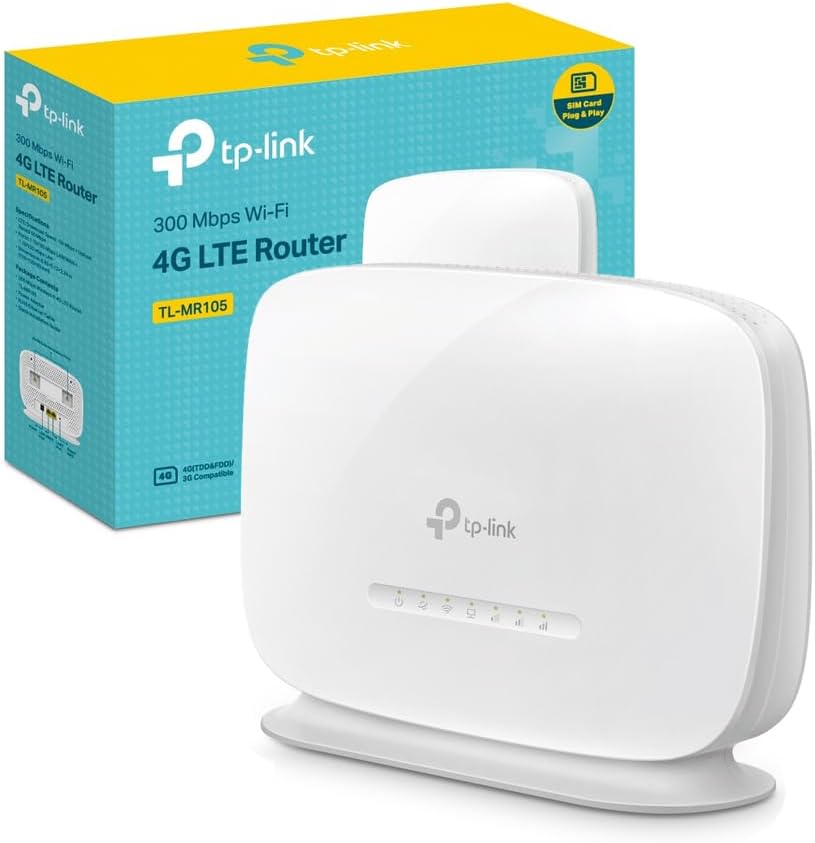 TP-Link TL-MR105 Cat4 Router 4G LTE Wireless N300Mbps, Router WiFi con Sim, Porta LAN/WAN, Modem 4G Sim, Senza Configurazione, Antenne Interne, Porte Antenna Esterna, Collega Fino a 32 Dispositivi N300 | 4G CAT4