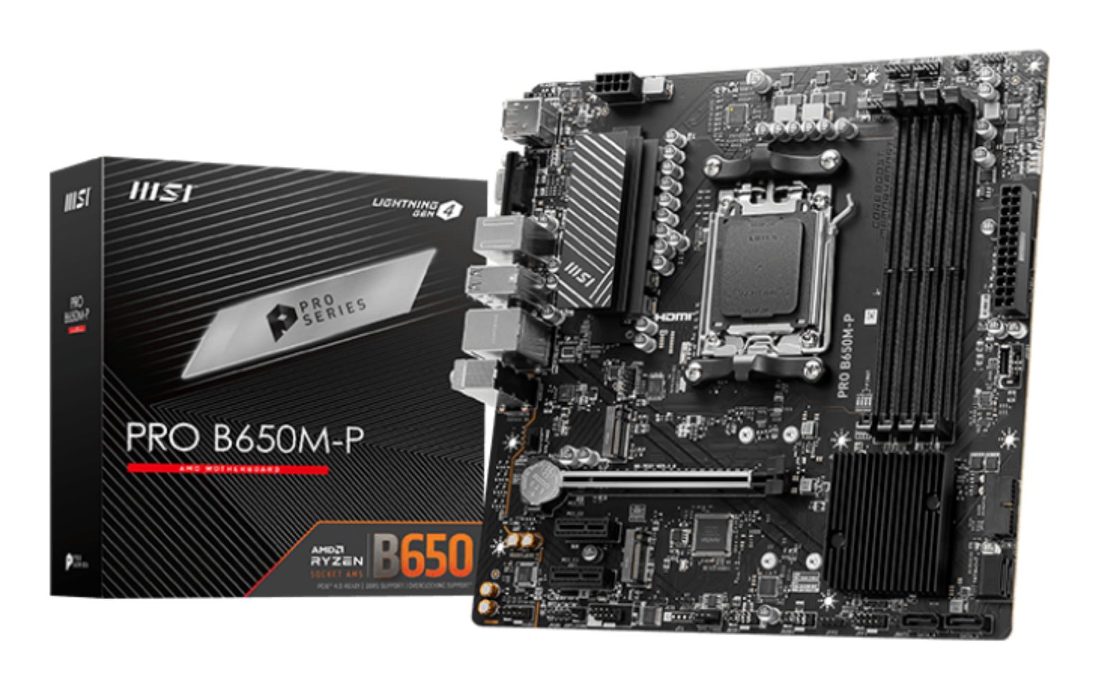 MSI PRO B650M-P Mainboard AMD B650 Sockel AM5 micro-ATX, DDR5, 2.5 Gigabit Ethernet, M.2, HDMI 2.1, Realtek ALC897