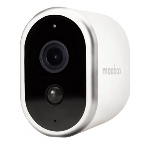 moobox Draht HD Home Security Kamera für Handy und Tablet, batteriebetrieben, Cloud-Speicher, Innenbereich. Add-on Kamera nur für Ihre vorhandenen moobox Hub und System
