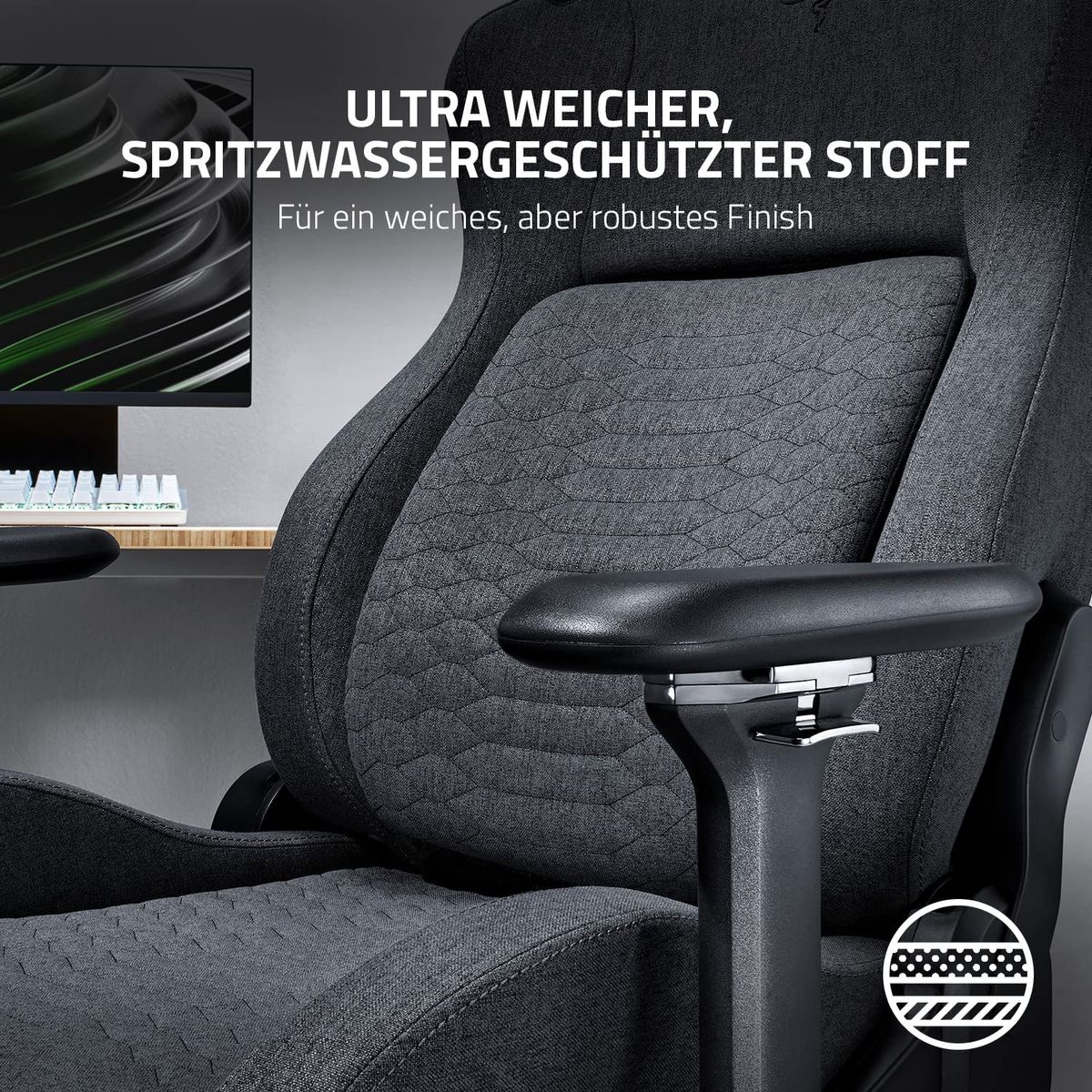Razer Iskur XL Ergonomic Gaming & Office Chair Fabric < 180kg Lumbar Support Headrest Grey