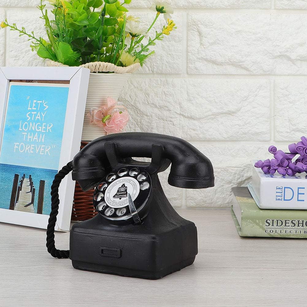 Alvinlite Wählscheiben-Telefone Antike Telefon-Requisiten Retro Festnetz-Schreibtischtelefon für Cafe Bar Fenster Dekoration schwarz