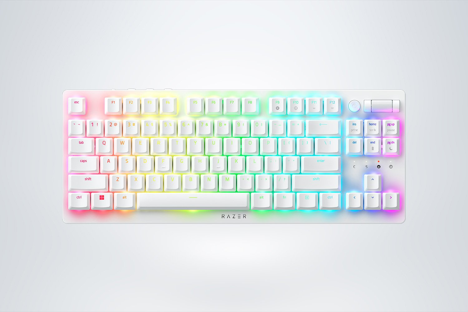 Razer DeathStalker V2 Pro TKL Gaming Keyboard Dual Wireless Optical Purple Switches RGB White USA Layout QWERTY ISO