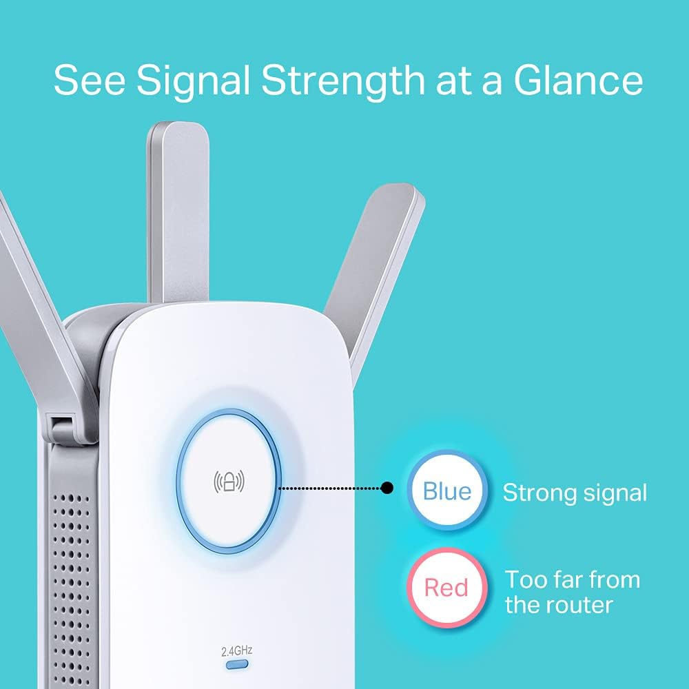 TP-Link RE450 AC1750 Gigabit Dual Band Range Extender/Broadband/Wi-Fi Extender (Wi-Fi Booster/Hotspot mit1 Gigabit Port und 3 External Antennas, Built-in Access Point Mode) V4