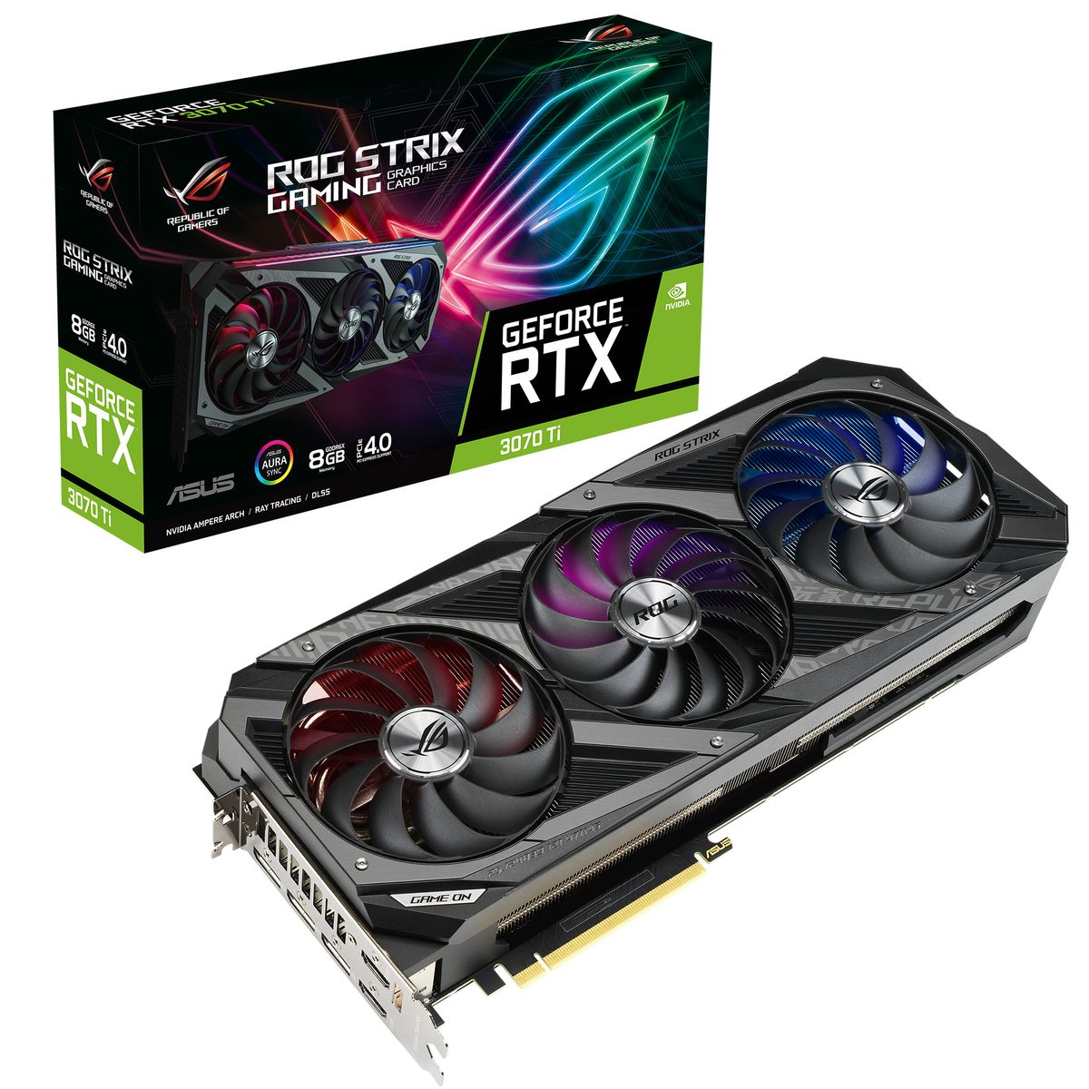 ASUS ROG Strix GeForce RTX 3070 Ti 8 GB GDDR6X Gaming Grafikkarte, PCIe 4.0, HDMI 2.1, 3x DisplayPort 1.4a, 3x 8‑Pin, 2,9-Slot, RGB