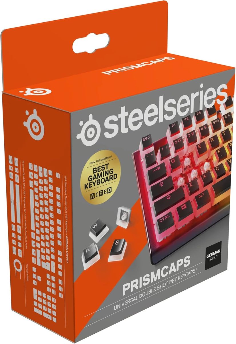 SteelSeries PrismCaps – Double-Shot-Tastenset mit „Pudding“-Optik – Kompatibilität mit allen gängigen mechanischen Tastaturen – MX-Stößel – Schwarz (Deutsches Tastaturlayout)