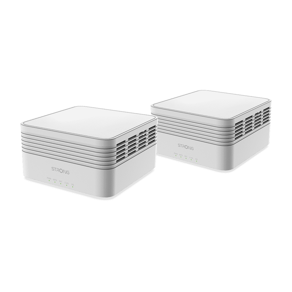 Strong MESHKITAX3000 Mesh-WLAN-System, Dual-Band Wi-Fi 6 (802.11ax) 2976 Mbit/s, 350 m² Abdeckung, 4x interne Antennen, 2x LAN, Weiß