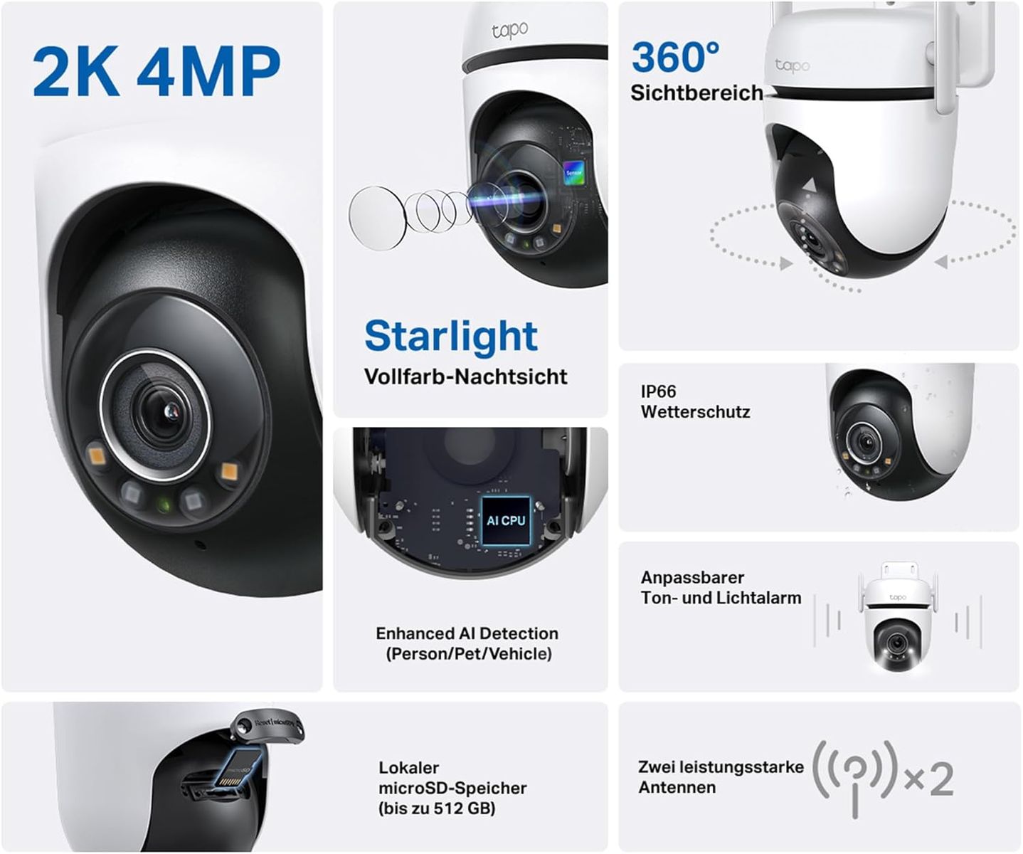 TP-Link Tapo C520WS Dome IP-Sicherheitskamera Innen & Außen 2560 x 1440 Pixel Zimmerdecke