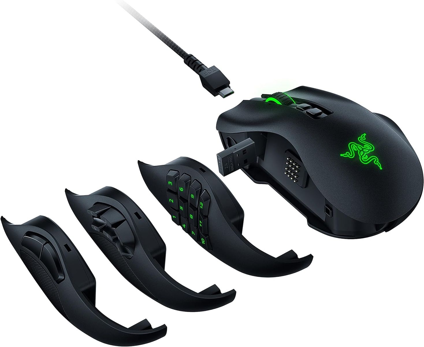 Razer Naga Pro Gaming Mouse Dual Wireless 20.000 DPI Modular RGB MOBA/MMO/FPS