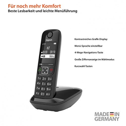 Gigaset AS690 Duo Festnetz-/Schnurlostelefon ohne Anrufbeantworter DECT-Telefon 2 Mobilteilen Freisprechfunktion großes Display große Tasten