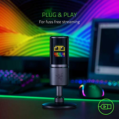 Razer Seiren Emote Microphone USB Streaming Broadcasting 8-Bit Emoticon LED Display Black