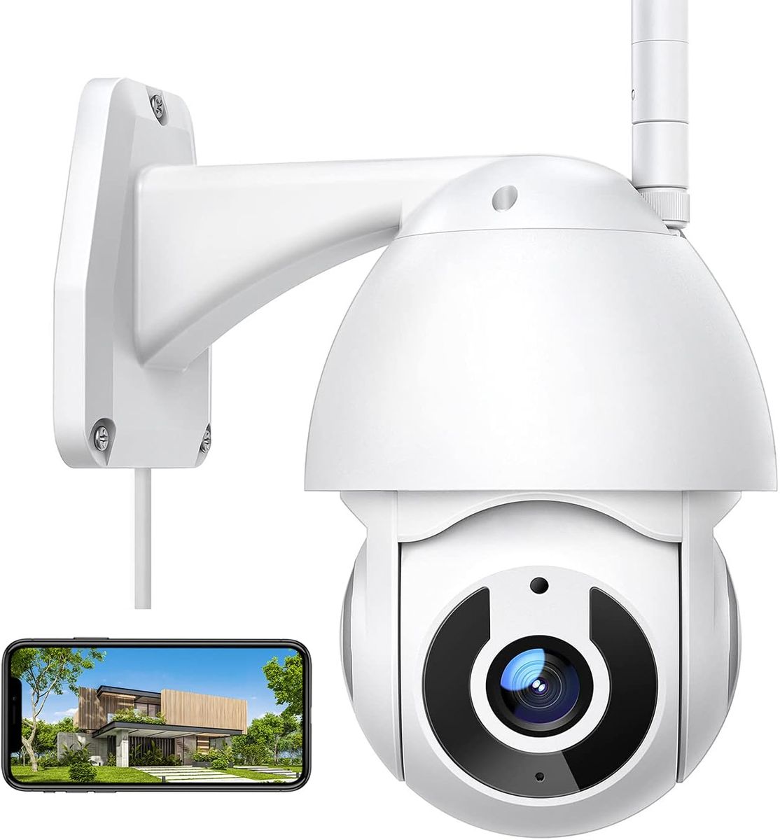 Yakiqin Outdoor WLAN Überwachungskamera, IP WLAN Überwachungskamera mit  Nachtsicht 1080P IP66 Wasserdicht PTZ 360° Motion