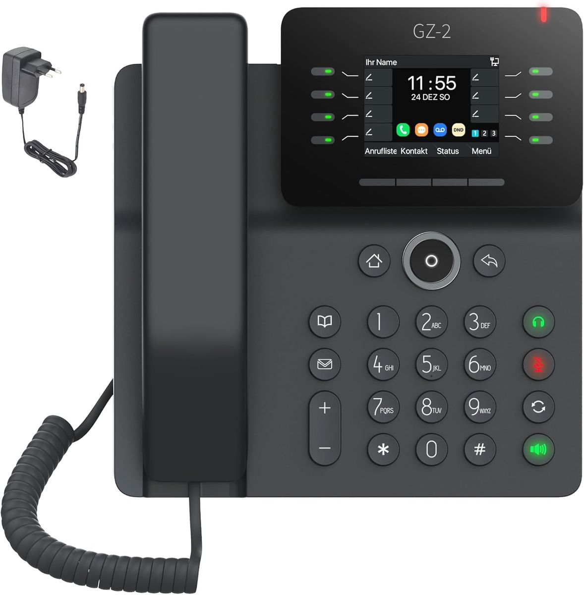 GEQUDIO IP Telefon GZ-2 mit Netzteil - Fritzbox, Telekom kompatibel - Freisprechen & Farbdisplay - Anleitung für FritzBox, Sipgate, Telekom Digitalisierungsbox, easybell (ohne WLAN) GZ-2: ohne WLAN/Bluetooth