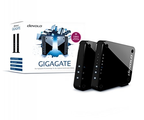 devolo GigaGate 2Gbit/s Highspeed WLAN Bridge Starter Kit Plug-Type F (EU) - Plug-Type C (EU)