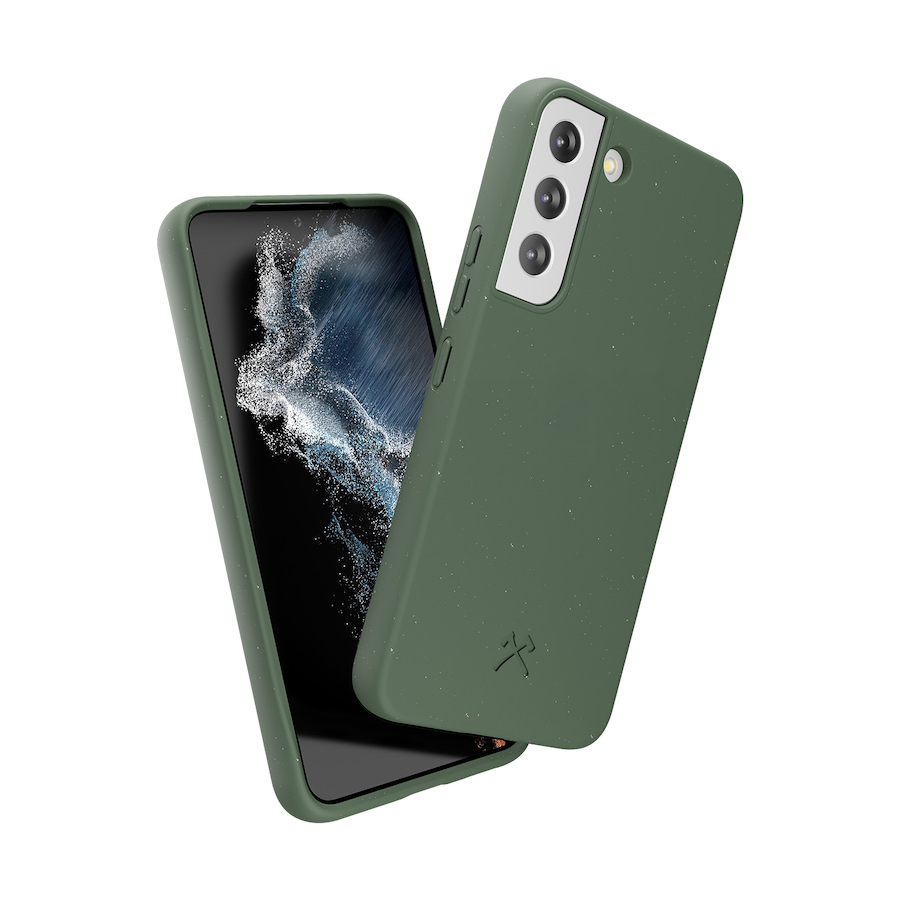 Woodcessories ECO620 Mantelhülle für Samsung Galaxy S22, Stroh Schutzhülle 15,5 cm (6.1"), Grün, tropfsicher, kratzresistent, schockresistent