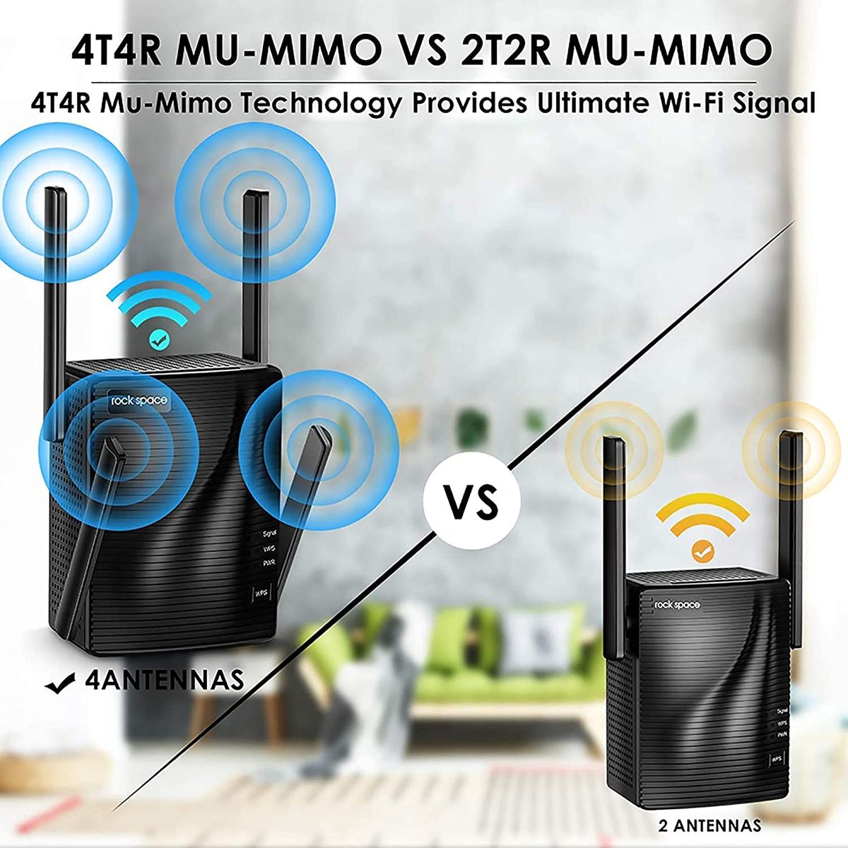 rockspace Wi-Fi Extender 2100 Mbit s Wi-Fi Range Extender Dual Band Internet Amplifier Extended Coverage up to 2640 sq. ft. Gigabit Port Wi-Fi Repeater Multiple Device Support Internet Repeater AP Mode