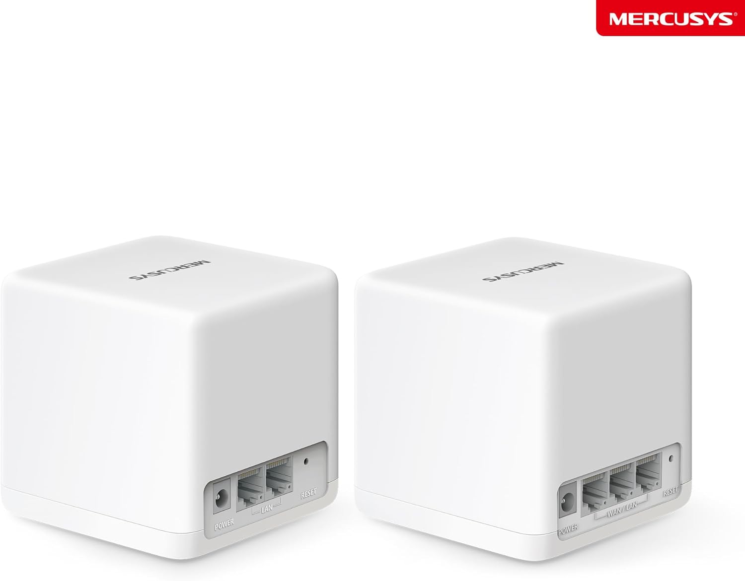 Mercusys Halo H1500X Wi-Fi 6 Mesh WLAN Set (2er Pack), AX1500 Dual Band Router & Repeater, Gigabit-Port, empfohlen für Häuser mit 2-3 Schlafzimmern, nahtloses Roaming, MERCUSYS App WiFi 6 AX1500