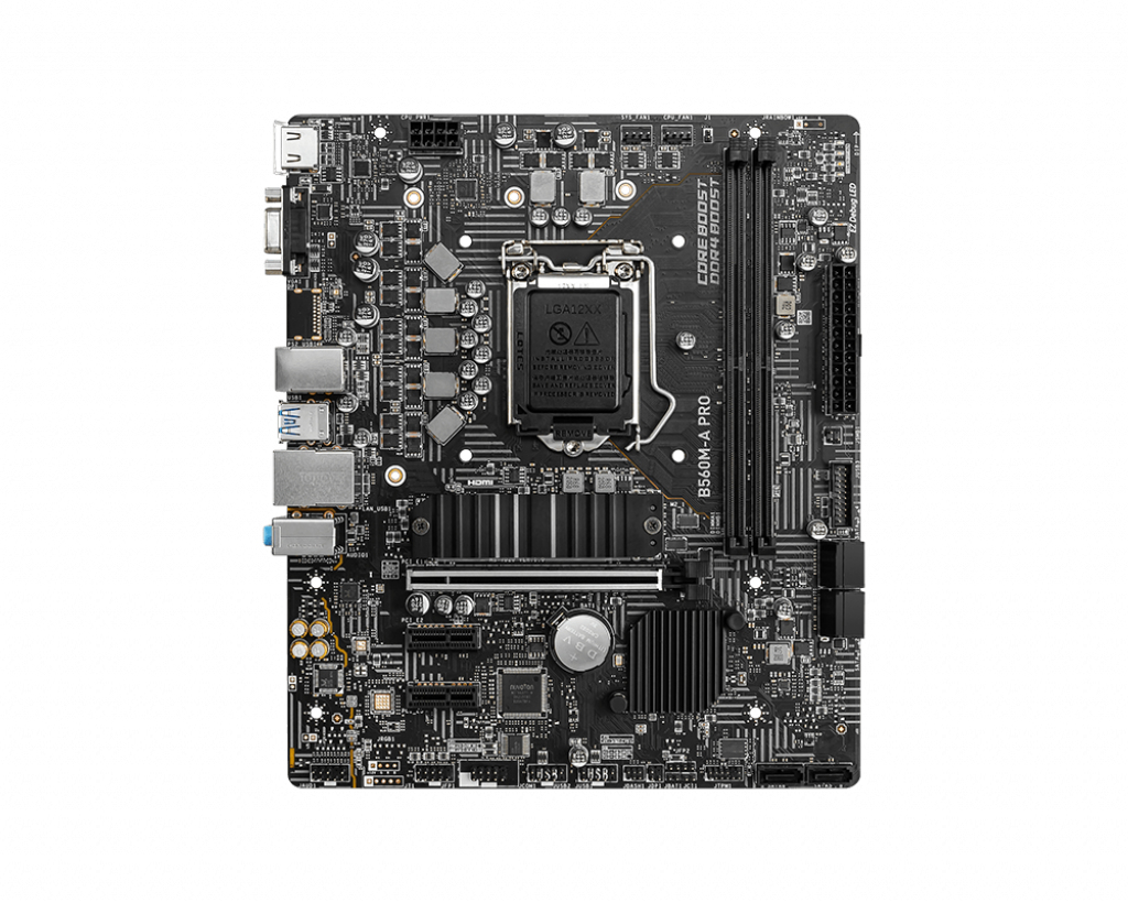 MSI B560M-A PRO Mainboard Micro-ATX, unterstützt Intel Core Prozessoren der 11. Generation, LGA 1200, 2 x DIMMs (5200MHz/OC), 1 x PCIe 4.0 x16, 1 x M.2 Gen4/3, 2.5G LAN M-ATX B560M-A PRO