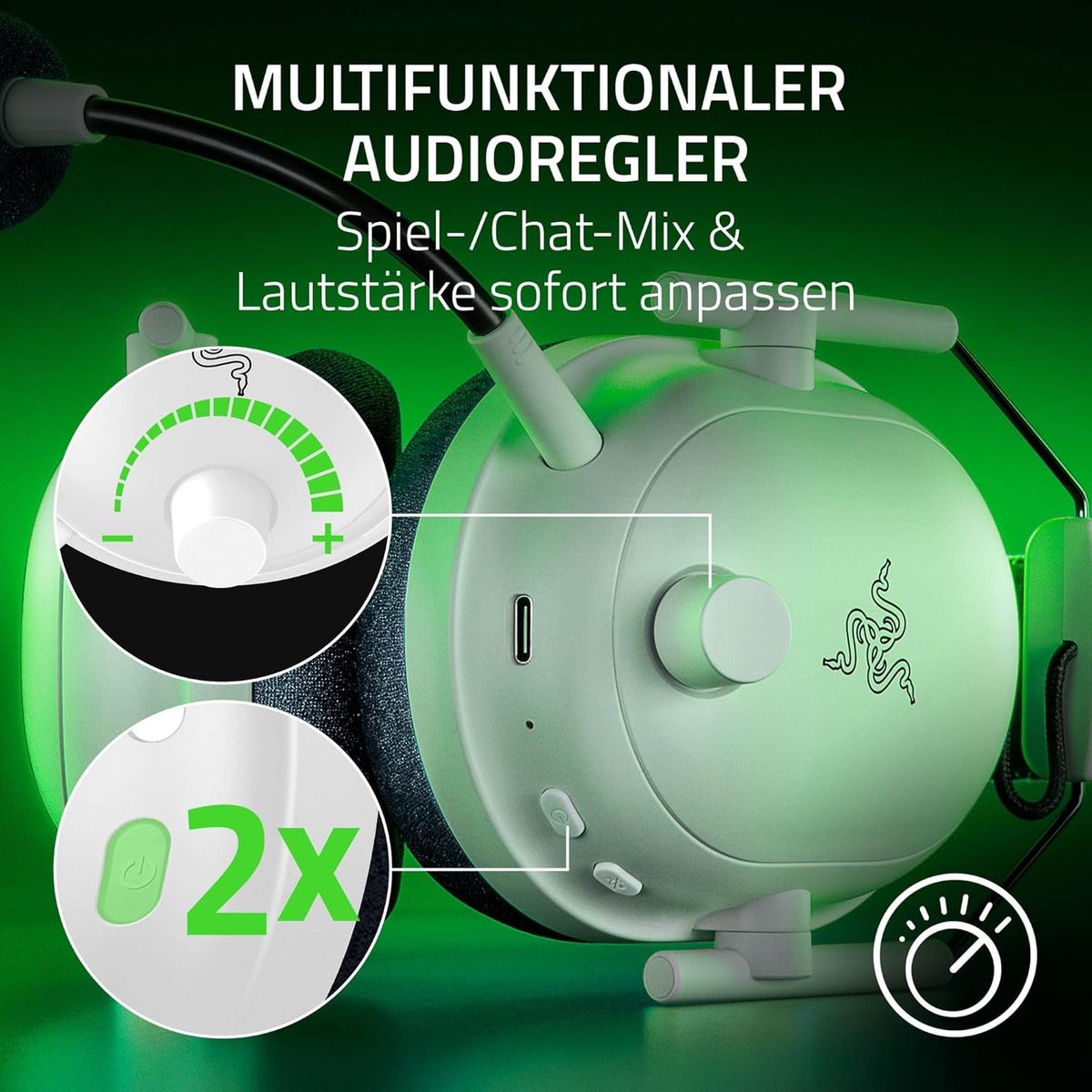 Razer Blackshark V2 Pro (Xbox) - Kabelloses Konsolen E-Sport Headset für Xbox S|X & One (Triforce 50mm Treiber, HyperSpeed Wireless 2,4 GHz, abnehmbares HyperClear Mikrofon) Weiß