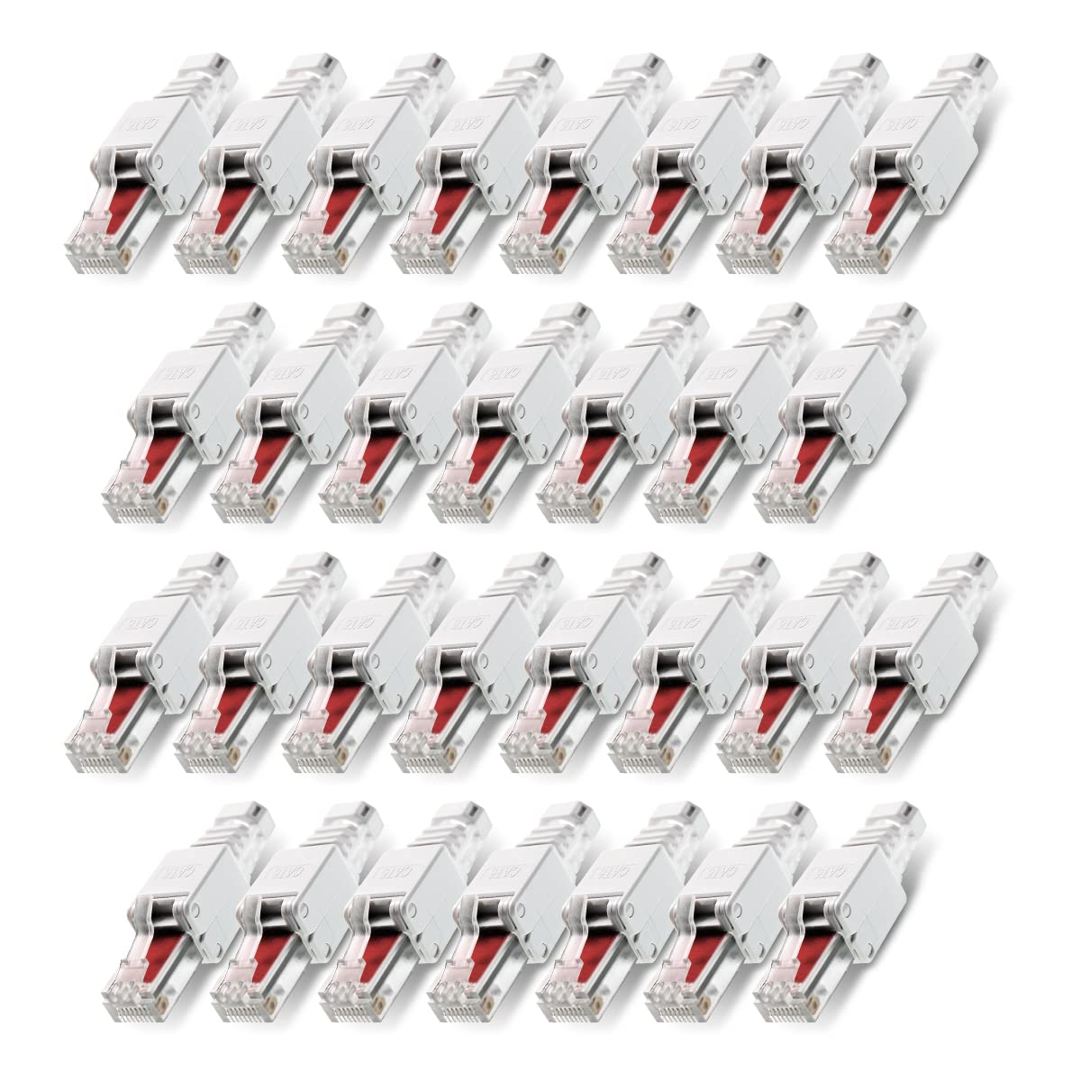 NAUC 30 Stück Netzwerkstecker werkzeuglos RJ45 CAT6 LAN UTP Kabel Stecker ohne Werkzeug werkzeugfrei CAT5 CAT7 Verlegekabel Patchkabel Netzwerkkabel Toolless Modular Plug Connector Crimpstecker CAT 6 30 Stück