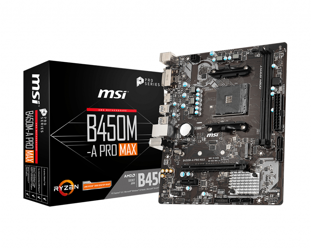 MSI B450M-A PRO MAX AMD AM4 DDR4 m.2 USB 3.2 Gen 2 HDMI M-ATX Motherboard