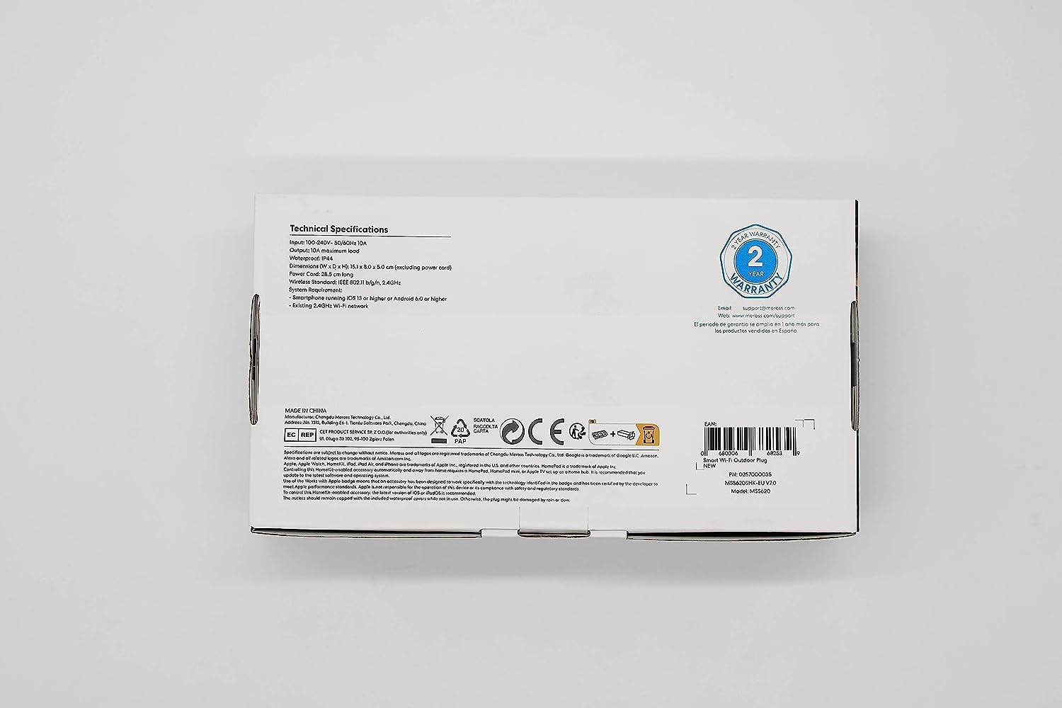 Meross WLAN Outdoor Steckdose funktioniert mit Apple HomeKit, Smart Außensteckdose Wasserdicht IP44, WiFi Garten Doppelsteckdose, kompatibel mit Siri, Alexa, Google Assistant, nur 2,4 GHz 10 A Outdoor Steckdose