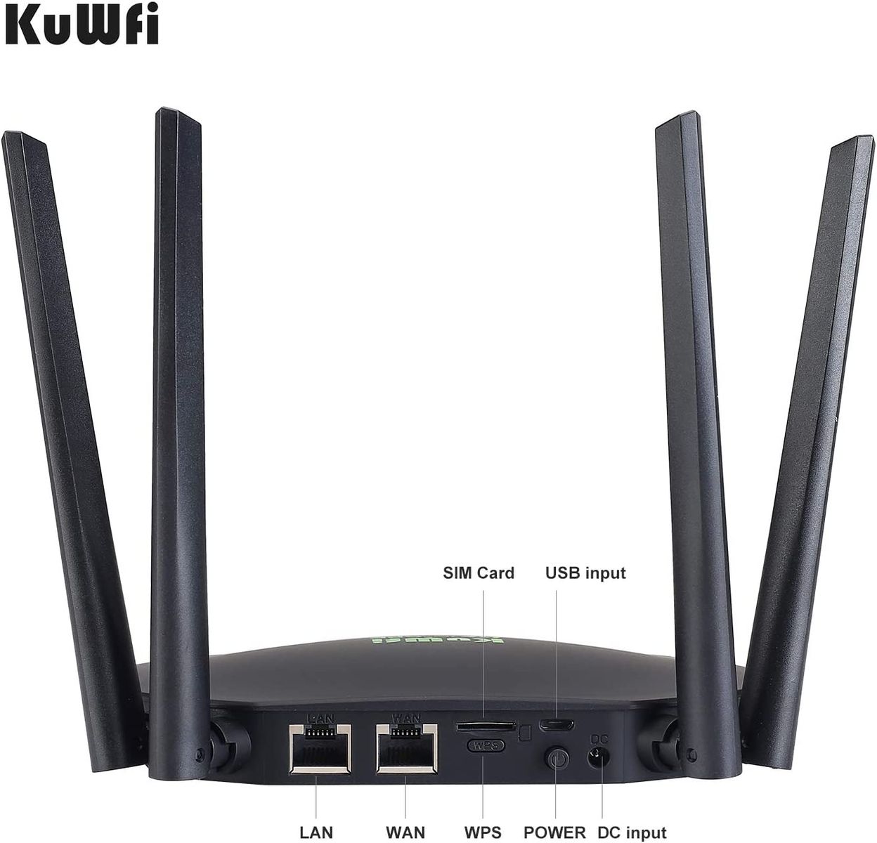 KuWFi Router 4G LTE WLAN CPE 4G LTE entsperrt 300 Mbit/s Slot für SIM-Karte 4 Stück leistungsstarke WiFi-Antenne nicht abnehmbar Cat4 150 Mbps Wi-Fi teilen 32 Benutzer