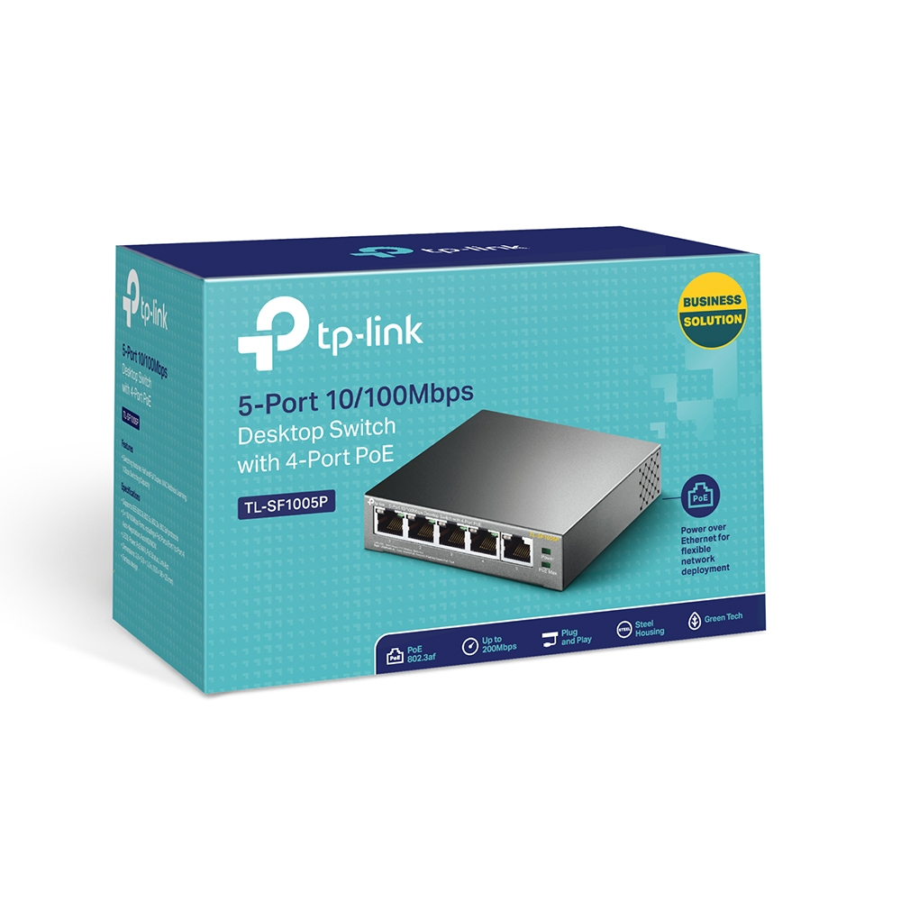 TP-Link TL-SF1005P Netzwerk-Switch Unmanaged Fast Ethernet (10/100) Power over Ethernet (PoE) Schwarz