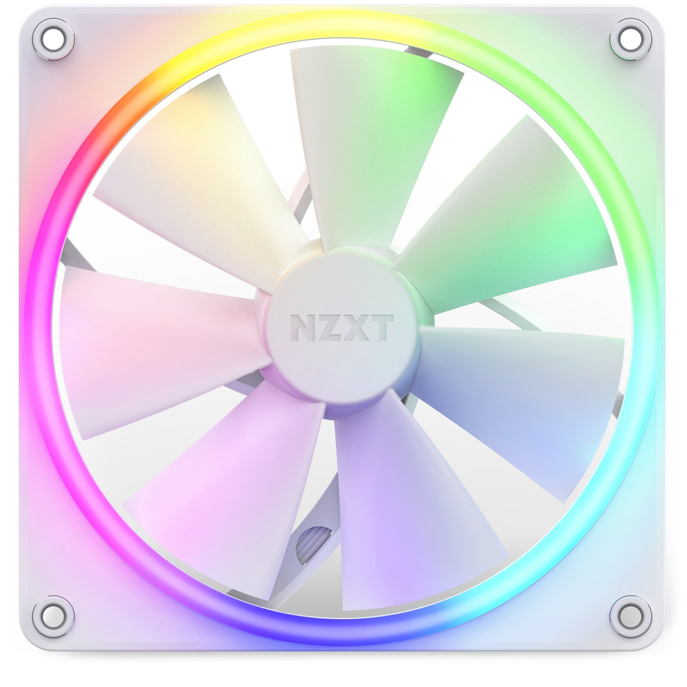 NZXT RF-R14SF-W1 F140 RGB Gehäuselüfter 140 mm, RGB LED, Fluiddynamisches Lager (FDB), 1800 RPM, 12 V, Weiß, 1er