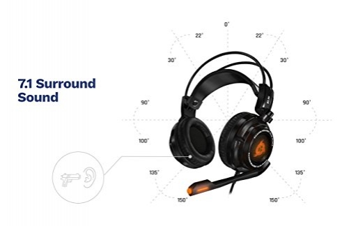 Klim Puma 7.1 Surround Sound USB Gaming Headset mit Vibration für PC PS4 PS5