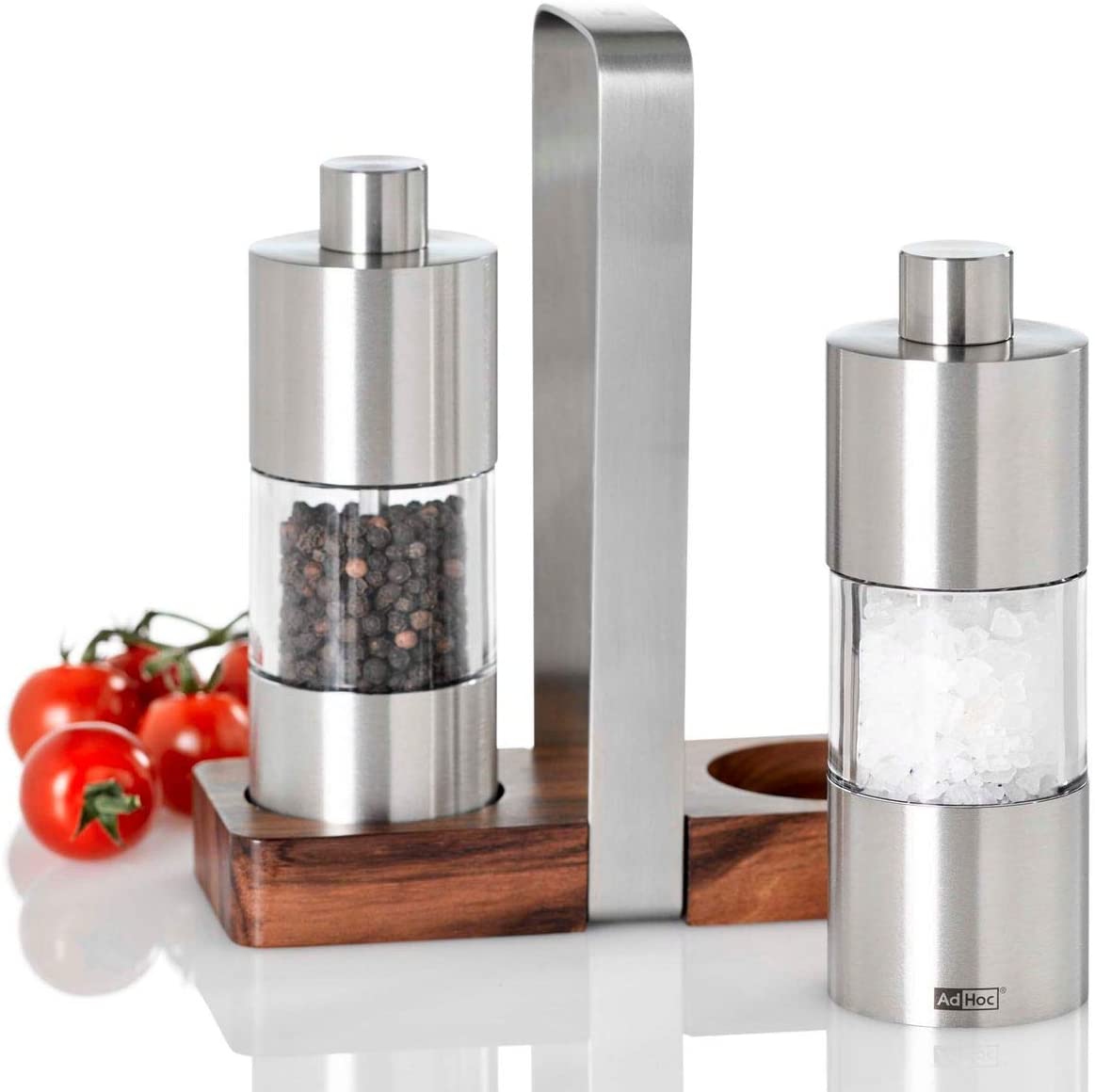 AdHoc ME01 Salt and Pepper Mill Set Stainless Steel, Transparent