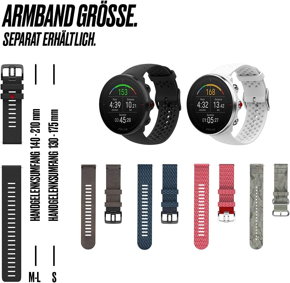 Polar Vantage M – Allround-Multisportuhr mit GPS und optischer Pulsmessung am Handgelenk – Laufen und Multisport-Training – Wasserdicht, leicht und modernste Technologie Vantage M M/L Weiß