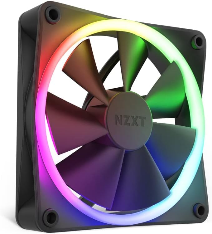 NZXT F120 RGB 3er-Pack Gehäuselüfter 120 mm, bis 1800 RPM, 27,5 dB, 18 RGB-LEDs, FDB Lager, 4-Pin, Schwarz
