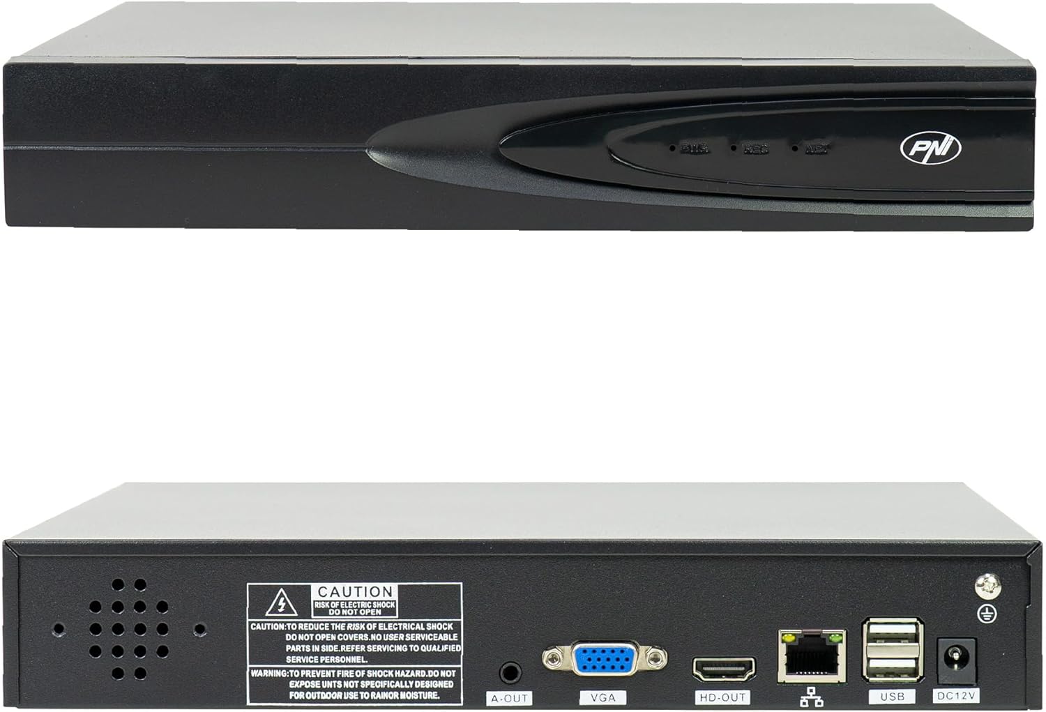 PNI PNI-IP816 NVR 16-Kanal Netzwerkrekorder, 4K (8MP/5MP), H.265, HDMI & VGA-Ausgang, USB-Backup, 8 TB, 12V 15W, EU