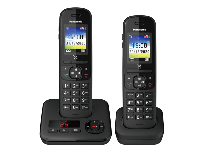 Panasonic Schnurloses Telefon Duo DECT Schwarz mit Anrufbeantworter