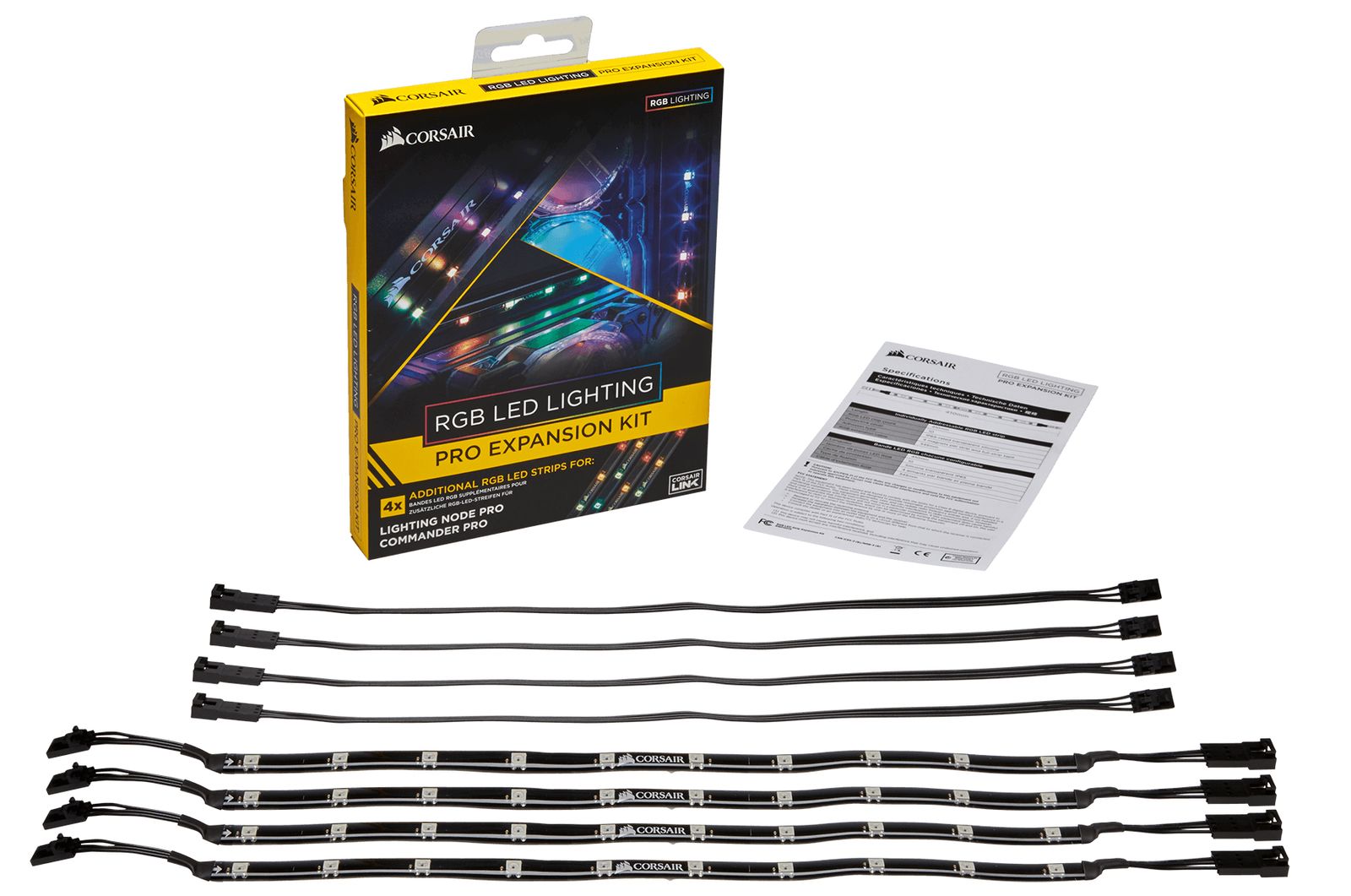 Corsair CL-8930002 LED-Streifen für PC-Gehäuse, RGB Mehrfarbig, Schwarz, Magnethalterung, Einfache Installation