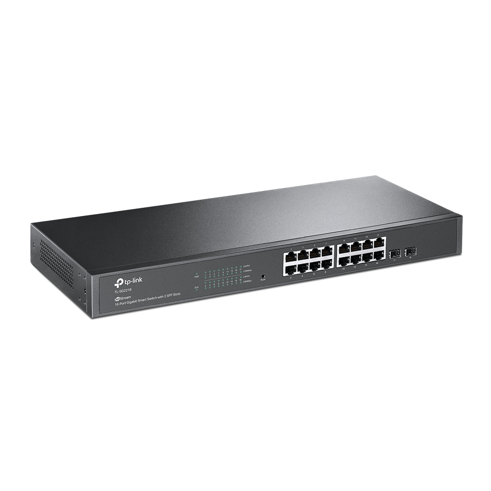 TP-Link TL-SG2218 16-Port Gigabit Managed Netzwerk LAN Switch mit 2 SFP-Slots (19 Zoll Rack-Montage, Zentrales Cloud-Management, Omada-SDN, IPv6, QoS, IGMP, LAN) schwarz,Geschäfts-Netzwerk V1