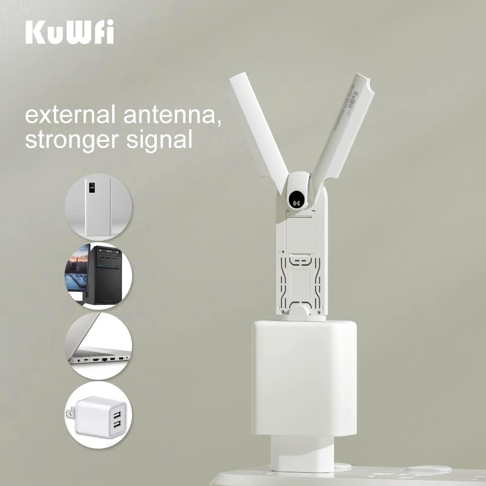 KuWfi USB Stick, WLAN Stick, 150Mbps 4G Dongle mit SIM Slot, 2 Externe Antenne, USB LTE Stick Arbeitet mit den meisten europäischen SIM-Karten, Mobile WiFi Router Verbindet bis zu 10 drahtlose Geräte