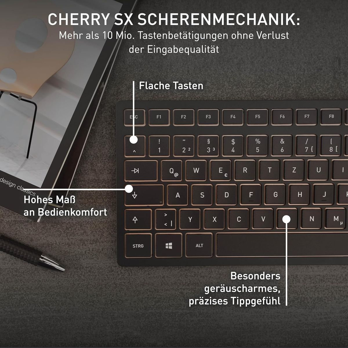 CHERRY DW 9100 SLIM Tastatur Maus enthalten Universal RF Wireless + Bluetooth Schwarz