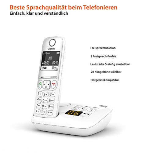 Gigaset AS690A Schnurlostelefon Anrufbeantworter DECT-Telefon Freisprechfunktion Weiß