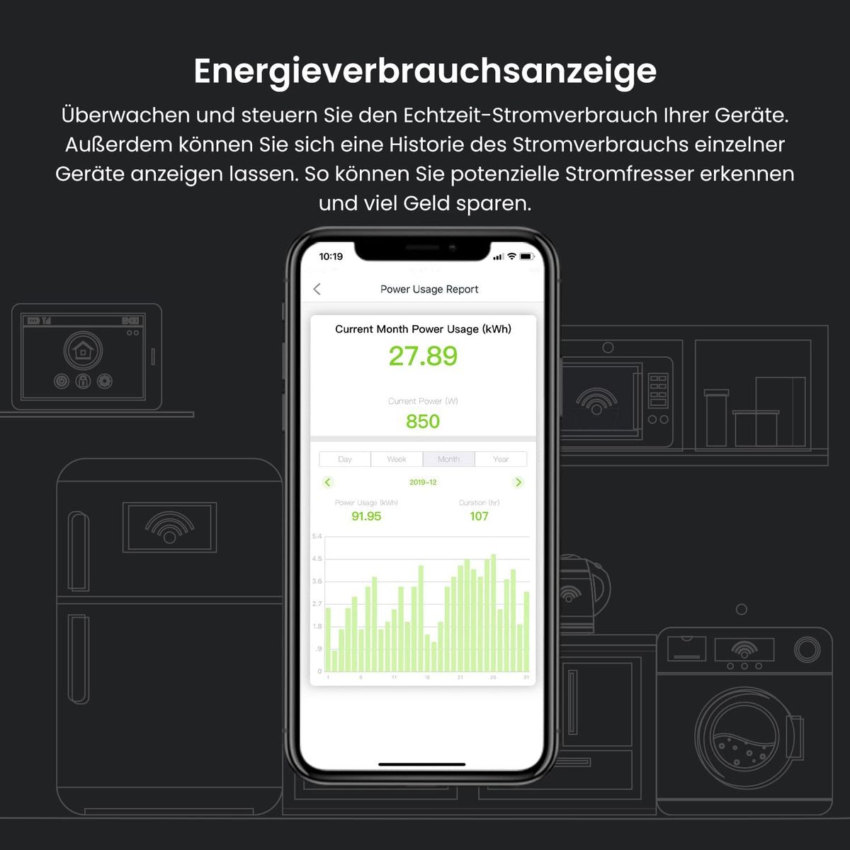 Tenda WLAN Smart Steckdose SP9, 16A Wifi Plug mit Energieverbrauchsanzeige, App- und Sprachsteuerung (Alexa & Google home) , Timer, AwayModus Kinderschutz, 4er pack (Nur 2.4GHz WiFi) Mit Energieverbrauchsanzeige 4er Pack 16a
