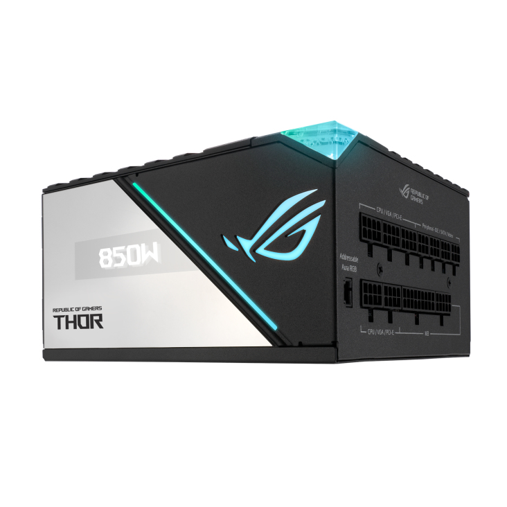 ASUS ROG Thor 850W Platinum II Netzteil, 850 W, 80 PLUS Platinum, Vollmodular, OLED-Display, 135 mm Lüfter, PCIe 5.0 Ready, Schwarz