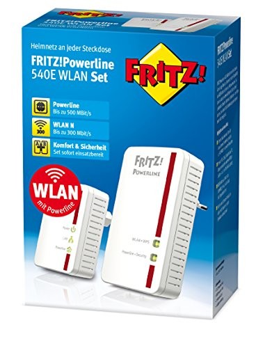 Avm FRITZ!Powerline 540E 510E WLAN Set  500 MBit/s WLAN-Access Point Fast-Ethernet-LAN